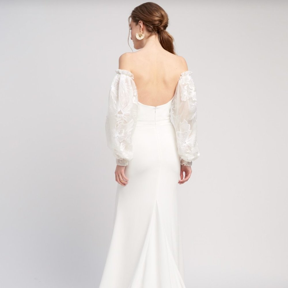 ALEXANDRA GRECCO REINE WHITE ORGANZA SLEEVES SIZE SMALL - Picture 2 of 2